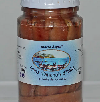 Filets d'anchois  à l'huile de tournesol PPR 42g marca Aspra